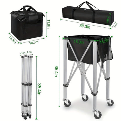 Foldable Tennis & Pickleball Ball Hopper – Portable Cart
