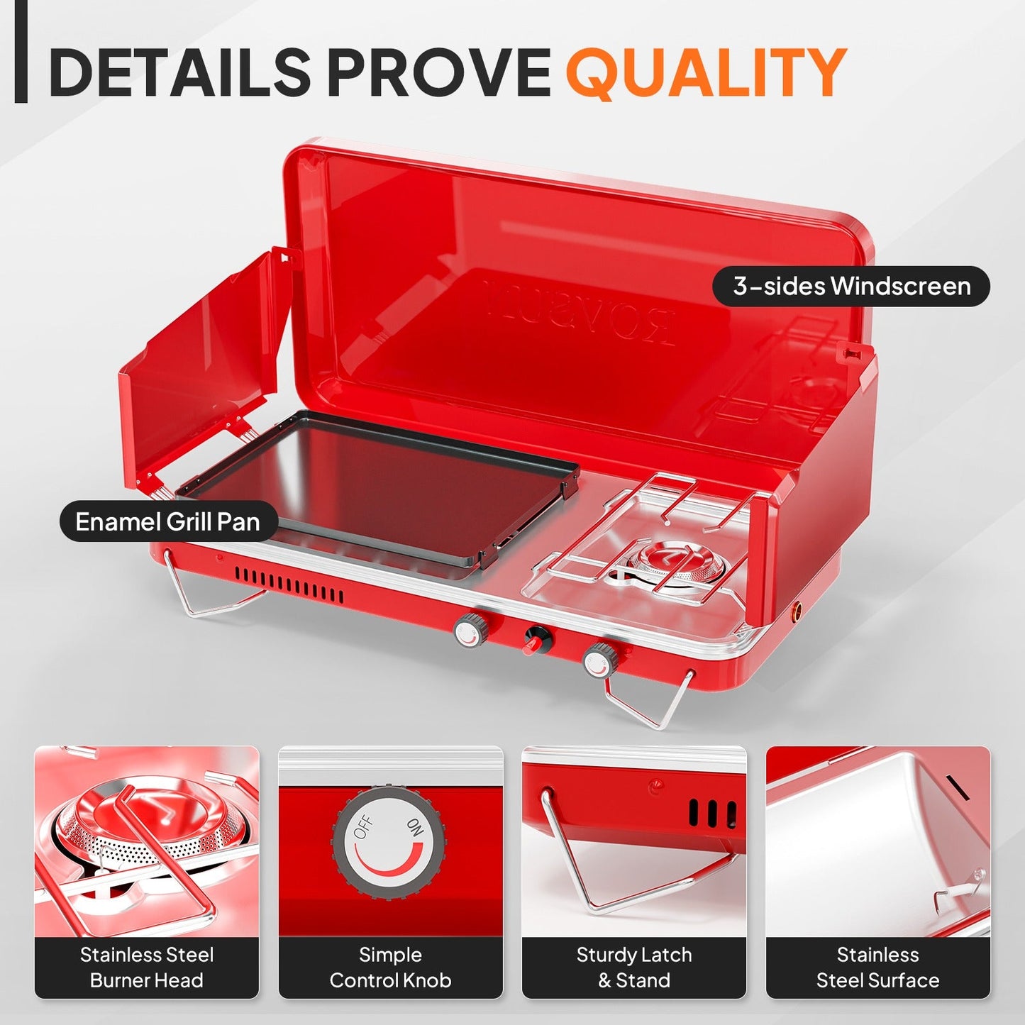 Camping Stove with Oven 2-in-1 – Portable Propane Double Burner 16,000 BTU & Outdoor Oven Combo with Auto-Ignition & Thermometer | Camping, Backyard & Picnic Cooking