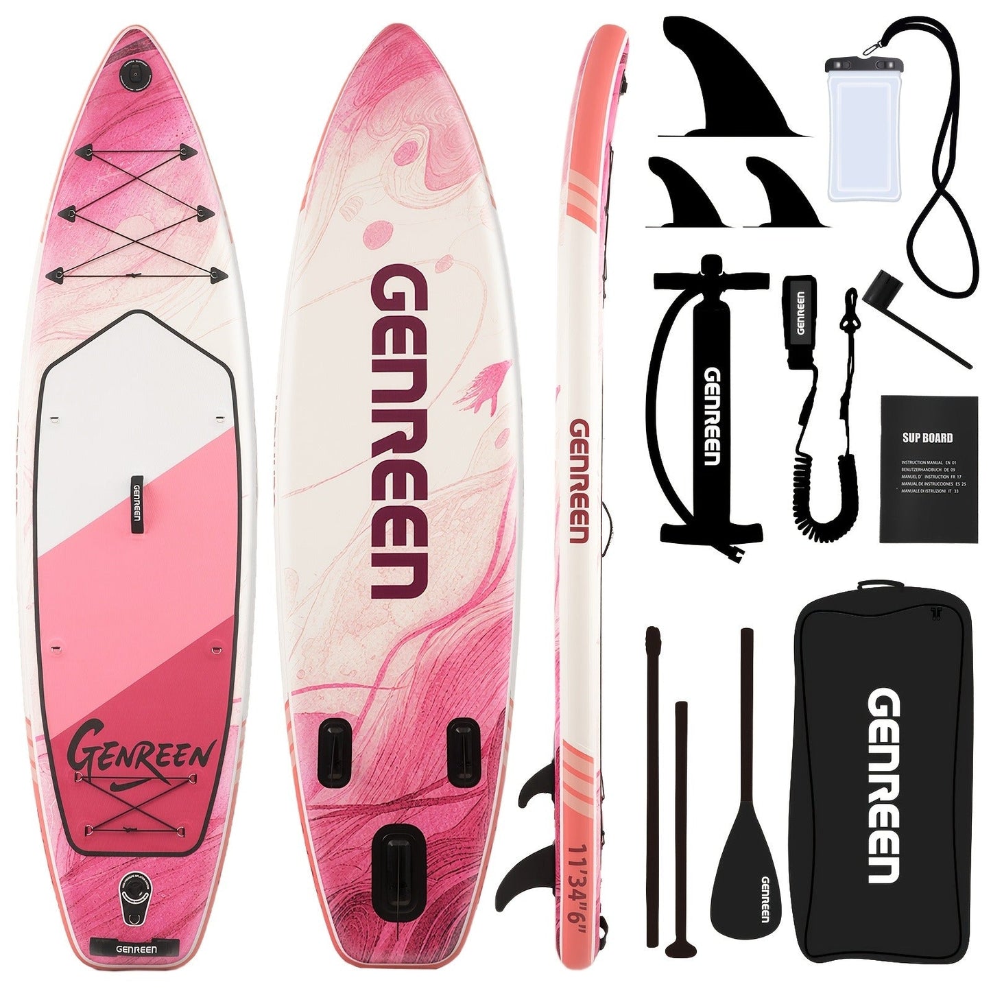 11ft SUP Board Inflatable Stand Up Paddle Board – Non-Slip Deck, Wide Stance, Heavy-Duty for Adults Beginners Experts, Yoga Fishing Lake Ocean River, Travel Backpack Included