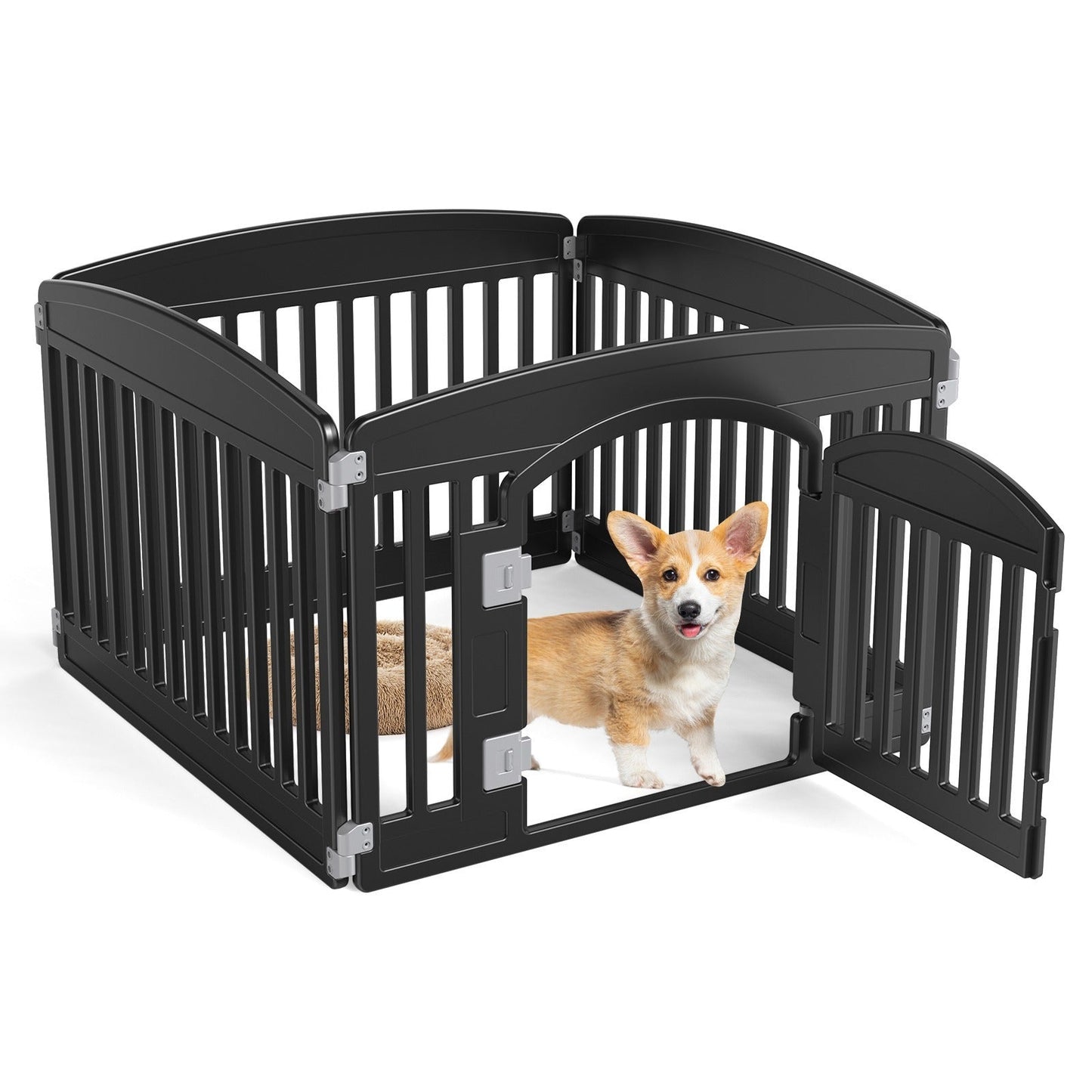 Foldable Dog Playpen & Indoor Outdoor Pet Fence – Portable, Easy to Clean, 4-Panel & 6-Panel, White & Black