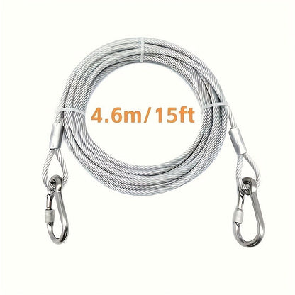 Stainless Steel Dog Leash Reflective Rust-Resistant Heavy Duty Cable Tie-Out for Medium Large Dogs Outdoor Yard Camping 3XL 4XL Multiple Lengths Silvery Grey