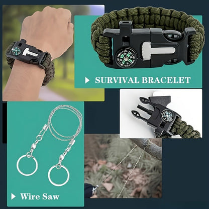 28-in-1 Survival Kit Compact Emergency Gear Set for Men Camping Hiking Outdoor Preparedness Birthday Gift Tactical Survival Tools Black