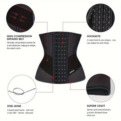 Women's Waist Trainer Latex Corset – Sports Girdle Shapewear for Tummy Control & Body Shaping, Workout Waist Cincher for Women, XS to 6XL Plus Size Available, Firm Compression Slimming Belt