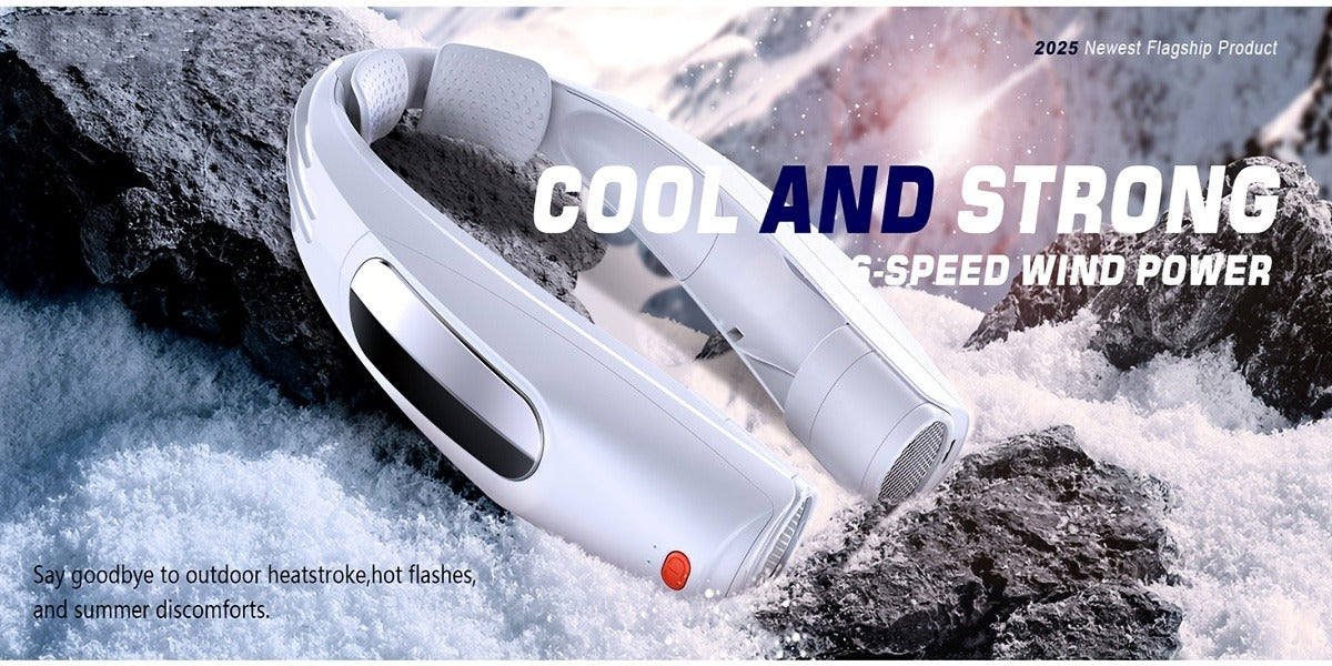 Portable Neck Fan Hands-Free Wearable Personal Fan – 3000mAh USB Rechargeable, 6 Adjustable Speeds, 5-Blade Quiet Cooling Fan for Home, Office, Outdoor & Travel, ABS Material, Push Button Control