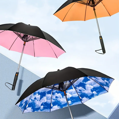 UV Protection Sun & Rain Umbrella with Black Vinyl Coating – 8-Rib Aluminum Frame Windproof Parasol for Outdoor Sun Protection, Sunny & Rainy Days, Includes Matching Water Bottle – Multiple Colors Available