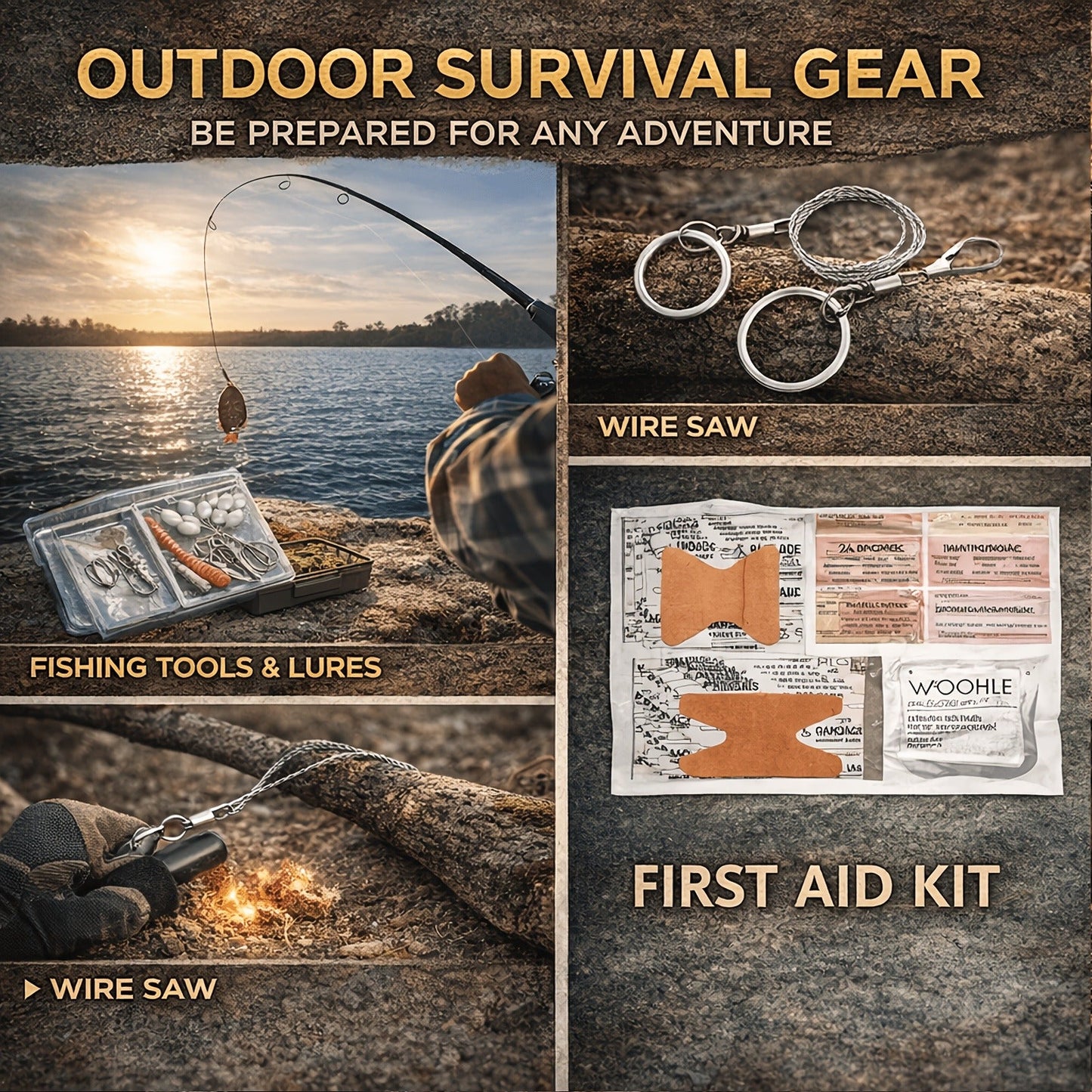 Camping Survival Kit Gift Set 19-in-1 – Emergency Survival Gear with Magnesium Fire Starter, Ideal Birthday Gift for Men, Dad, Husband, Fishing, Hunting & Outdoor Adventures