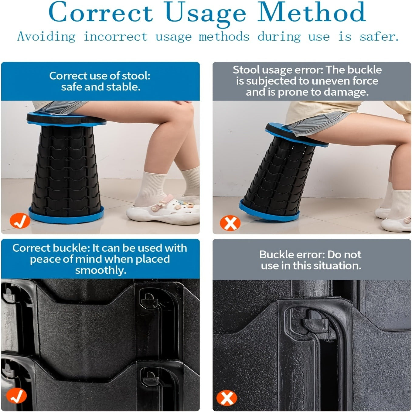 Portable Folding Cylinder Stool – Lightweight Plastic, Waterproof & Durable, Easy to Carry & Store – Outdoor Camping, Fishing & Travel Stool, Iridescent or Blue