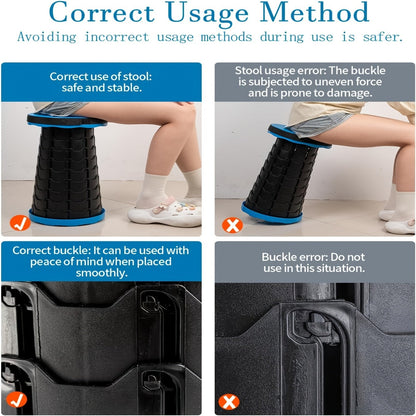 Portable Folding Cylinder Stool – Lightweight Plastic, Waterproof & Durable, Easy to Carry & Store – Outdoor Camping, Fishing & Travel Stool, Iridescent or Blue