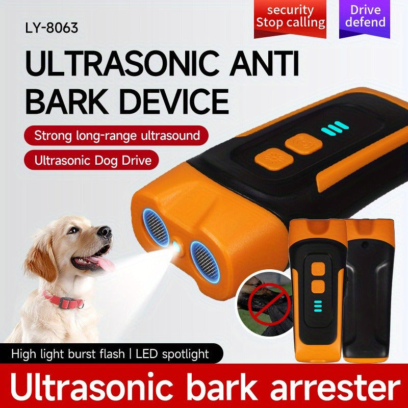 Ultrasonic Dog Bark Control Device with LED Flashlight - Adjustable Anti-Barking Trainer, Portable Indoor Outdoor Dog Behavior Corrector
