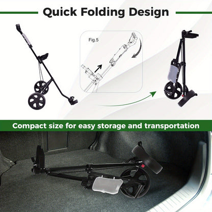 Foldable 2 Wheel Golf Push Cart Trolley with Scoreboard - Lightweight Steel Frame Pull Cart with Adjustable Handle, Score Counter, Ball & Tee Holder, Easy Fold Design for Golf Course & Club Transport