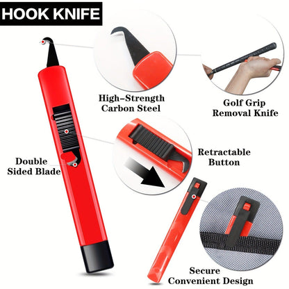 Golf Grip Regripping Kit 4 Sets with Hook Blades Grip Tape Strips Grip Solvent 8oz Rubber Vise Clamp Complete Golf Club Grip Installation Replacement Tool Set for All Club Types