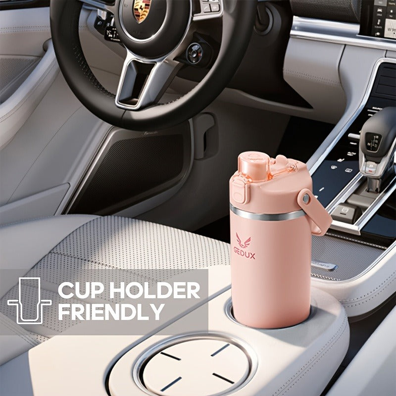 Vacuum Insulated Tumbler 32oz Stainless Steel with Handle Straw 2-in-1 Lid Chug Straw Lid Silicone Boot Matte Finish Keeps Drinks Cold Hot for Travel Gym Outdoor