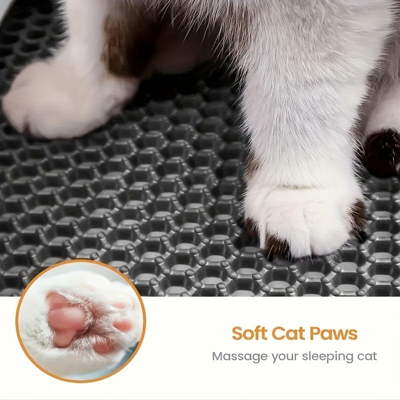 Cat Litter Mat Honeycomb Double Layer - Waterproof Urine-Proof Washable Litter Trapping Mat, Reduces Scatter & Easy to Clean, 2 Sizes & 3 Colors for Indoor Cats