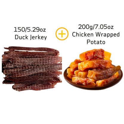 Dog Jerky Treats 400g Mixed Flavor Pack – Chicken & Duck Jerky, High Protein Low Fat, Long Lasting Chews, Digestible Training Reward Snacks for Small Medium Large Dogs