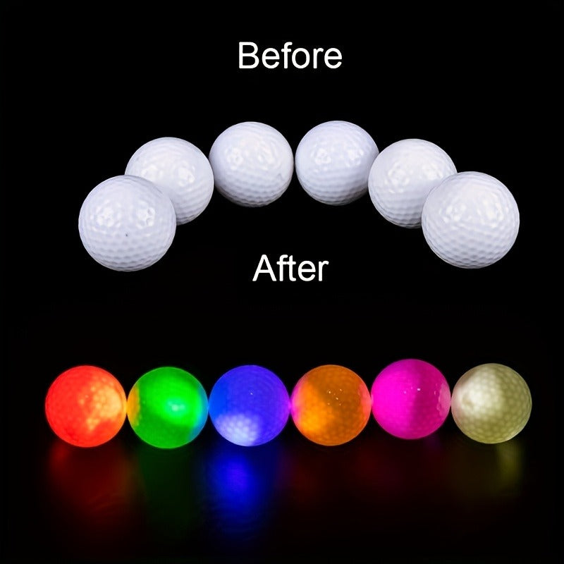 LED Golf Balls Glow in the Dark – 6 Pack Multi-Color Light Up Golf Balls for Night Play, Impact Activated, 40Hr Battery, Fun Gift for Men Women Beginners