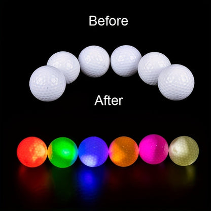 LED Golf Balls Glow in the Dark – 6 Pack Multi-Color Light Up Golf Balls for Night Play, Impact Activated, 40Hr Battery, Fun Gift for Men Women Beginners
