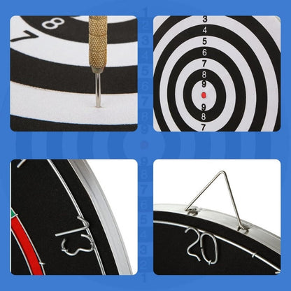 18 Inch Professional Sisal Bristle Dartboard Set | Regulation Size Steel Tip Dartboard with 6 Steel Darts | High-Density Double-Sided Board for Training Competition Game Night Christmas Gift