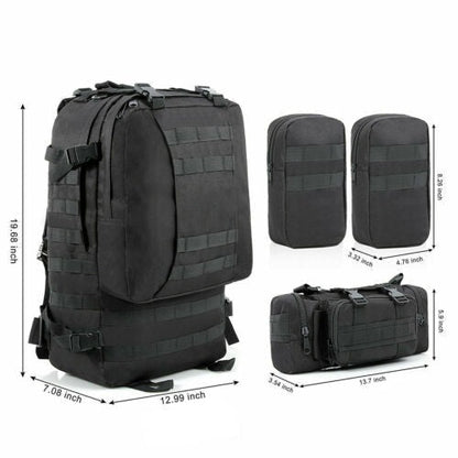 Tactical Backpack 60L MOLLE Military Bag with 3 Detachable Pouches