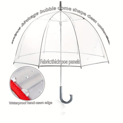 Clear Dome Bubble Umbrella 2 Pack Windproof Rainproof Auto Open 47 Inch Wide Canopy 8-Rib PVC Transparent Umbrella for Weddings Proms Graduations Outdoor Events