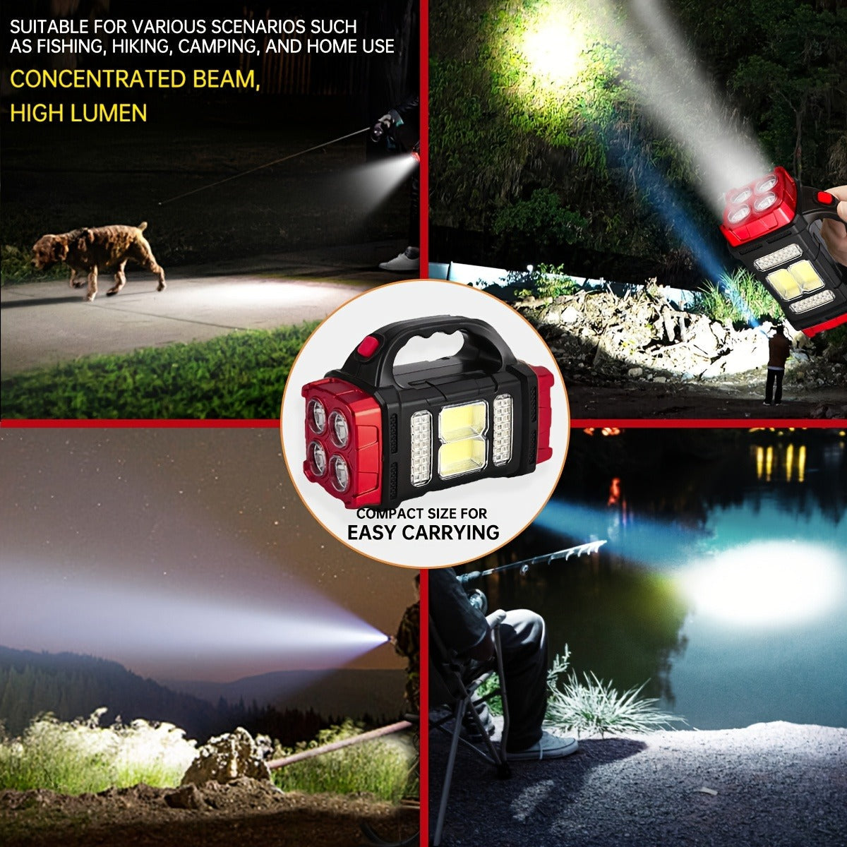 Solar Powered Camping Lantern & LED Flashlight – Rechargeable Portable Solar Camp Light with Batteries Included, Bright Versatile Outdoor Light for Hiking, Camping & Outdoor Activities
