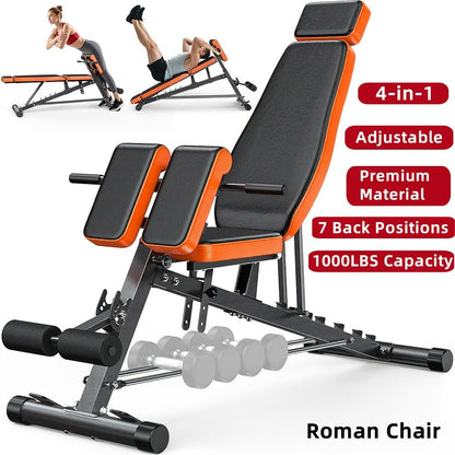 14-in-1 Adjustable Weight Bench Foldable – 770lb Capacity, Multi-Function Full Body Strength Training, Space-Saving Design – Home Gym Workout Bench