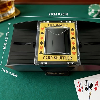 Automatic Card Shuffler 2 4 6 Deck | Battery Powered Transparent Design | Easy One-Button Operation for Poker Family Game Night Card Games | Durable Plastic Ages 14+ Normal Type