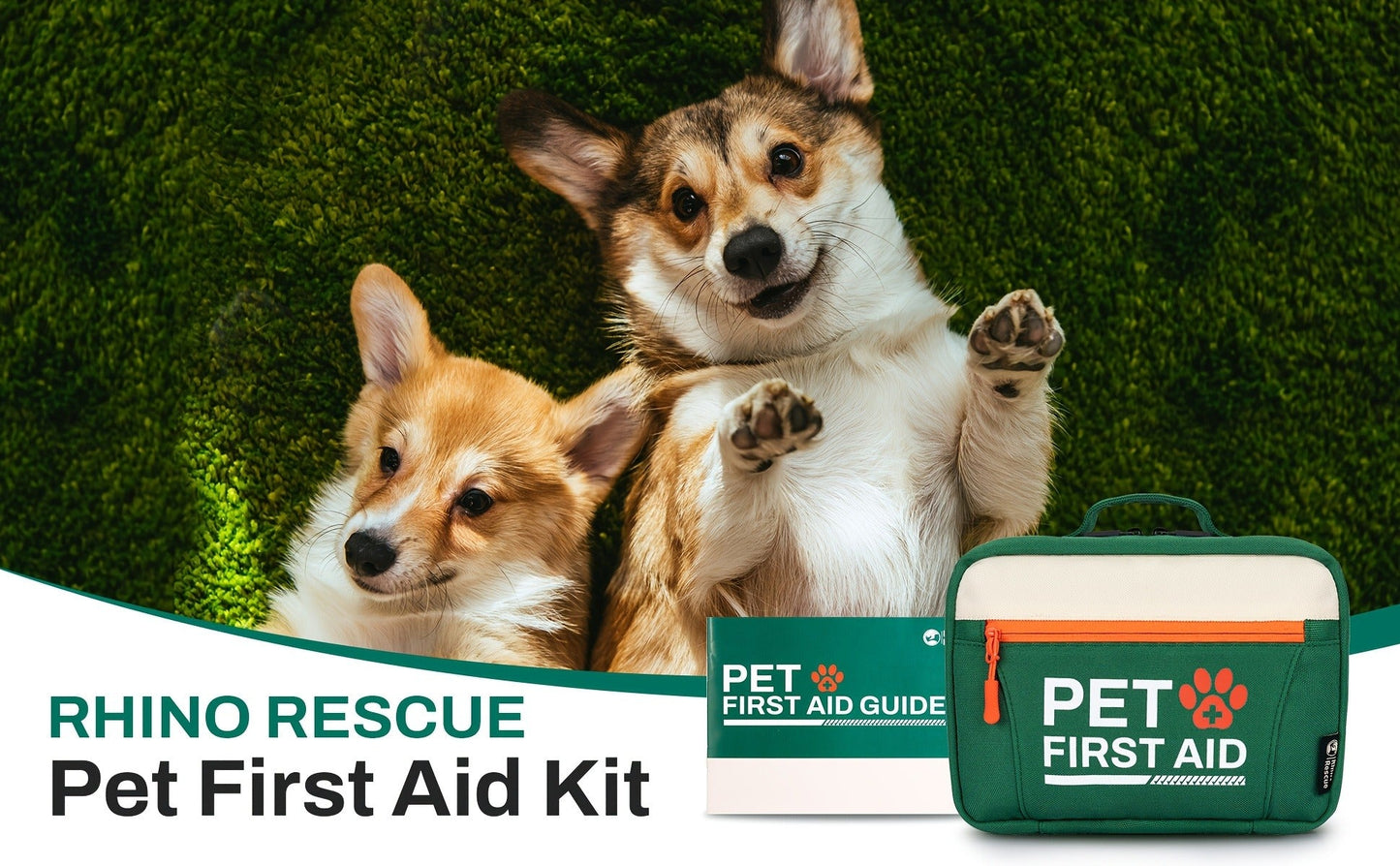 Pet First Aid Kit for Dogs & Cats – 50-Piece Emergency Supplies with Bandages, Gauze, Scissors & Disposable Booties, Portable Nylon Bag for Hiking Camping Travel, FSA HSA Eligible
