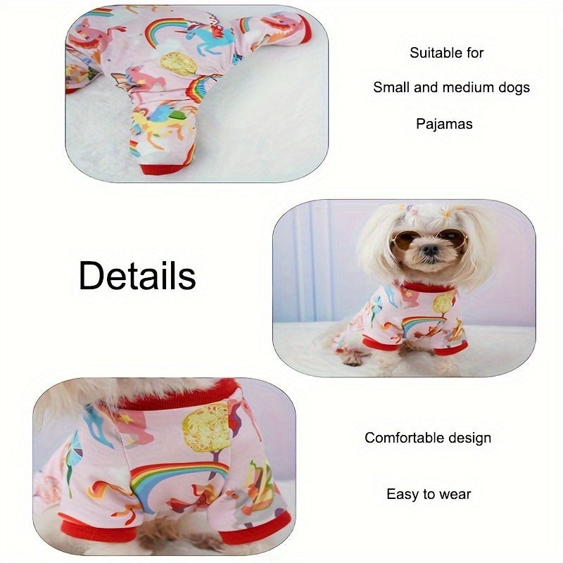 Puppy Clothes Set 4pcs Dog Cat Pajamas Onesie for Small Breeds Boys Girls, Spring Summer Shirts for Chihuahua Yorkshire Terrier Cats, Cute Mixed Color Pet Clothing Bundle, Sizes S M XL