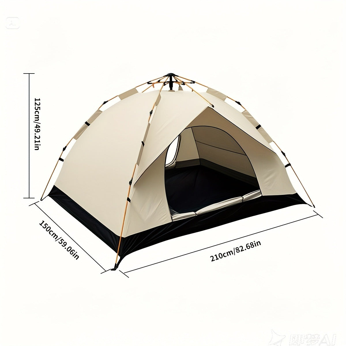 Pop Up Beach Tent Automatic Quick Open Camping Tent Waterproof Sunproof Portable Outdoor Tent 2 Doors 210x150x125cm All Season Square Camp Tent for Hiking Picnic Music Festival Family Outdoor Activities