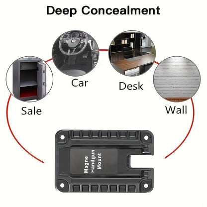Magnetic Gun Holder Mount 2-Pack – Strong Concealed Pistol Magnet for Car, Truck, Desk, Bedside, Under Counter, Wall & Safe, Fast Draw Handgun Holster