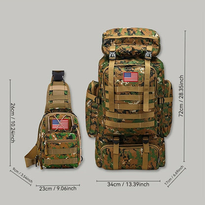 Tactical Backpack 2-Pack 21 Gallon 3-Day Assault Pack with Chest Pack Polyester Stripe for Hiking Camping Hunting Travel Work Sports Men