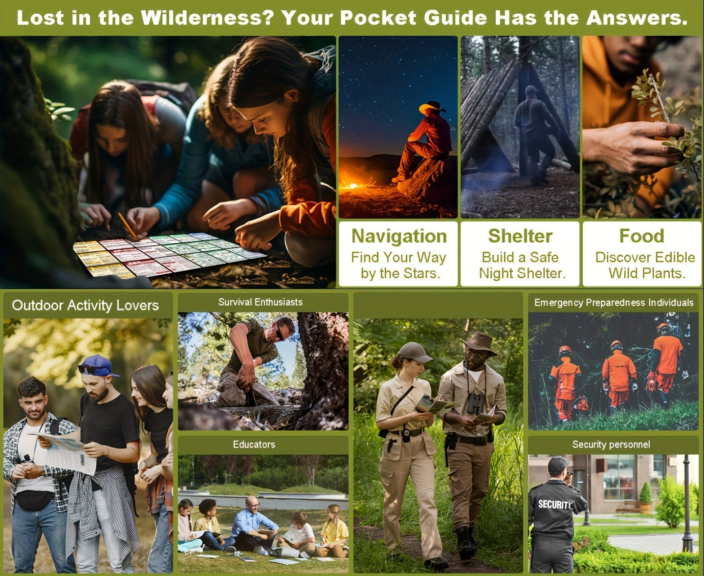 Pocket Survival Guide Card – 67 Life-Saving Skills & 175 Tips | Waterproof EDC Emergency Reference for Hiking, Camping & Disaster Prep