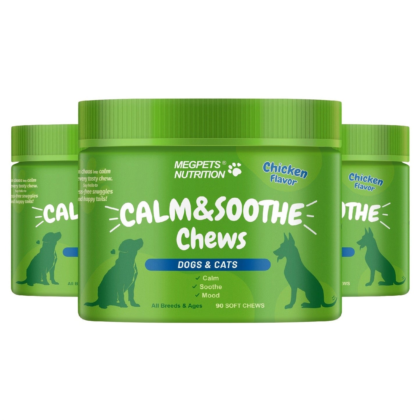 Calming Chews for Dogs & Cats 90ct – Natural Herbal Anxiety & Stress Relief Supplement for Separation, Thunder, Fireworks & Barking, Supports Sleep & Emotional Health, Chicken Flavor