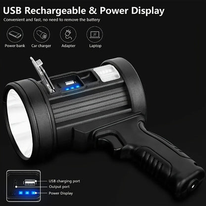 Waterproof LED Flashlight 6 Modes 3 Color Filters Solar USB Rechargeable IPX4 Torch for Hunting Camping Boating Hiking Emergency