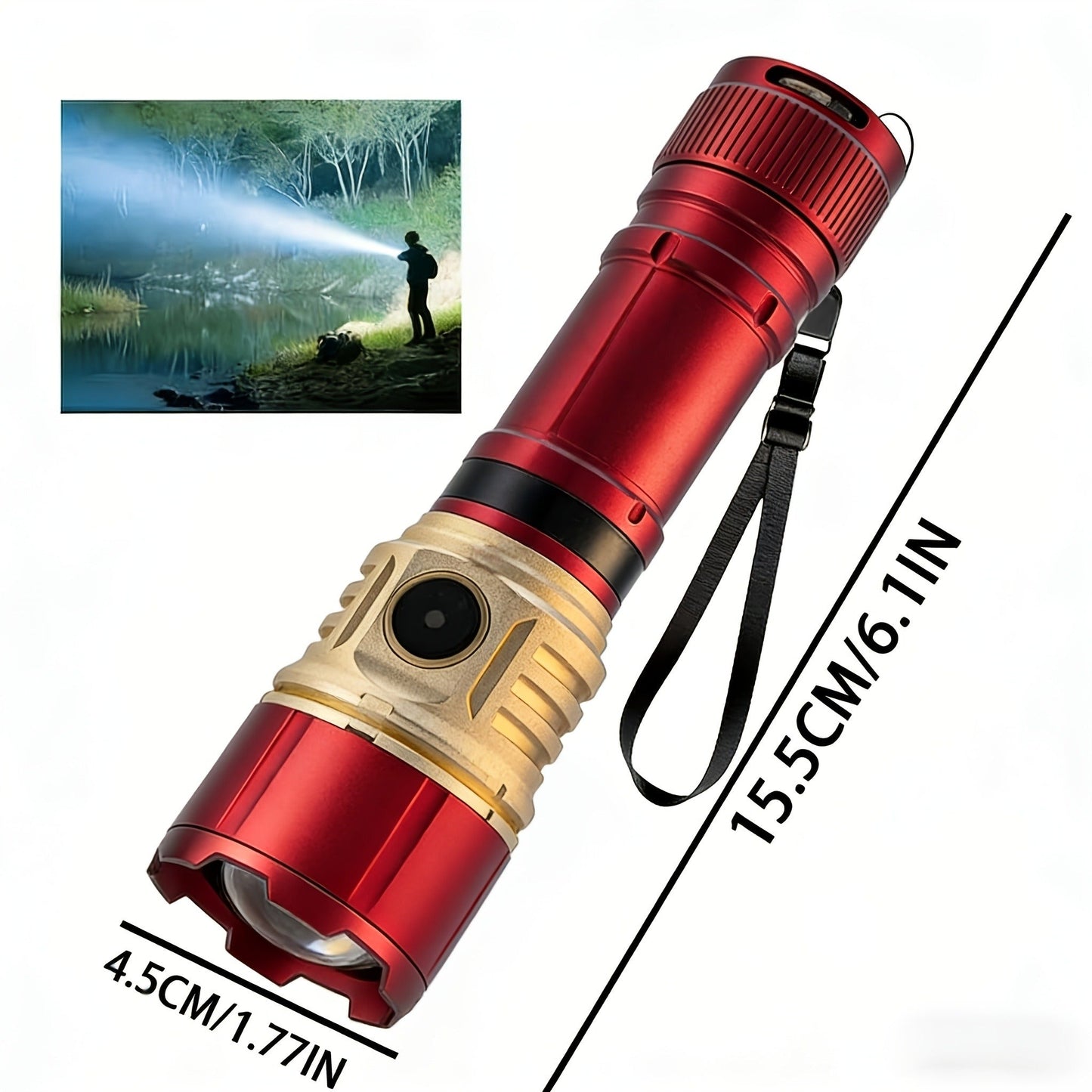 Tactical Flashlight with Fire Starter - Fresnel Lens Igniter, 3000 Lumen LED, 21700 Rechargeable Battery, Zoomable Aluminum Torch for Camping, Hiking, Emergency & Outdoor Survival