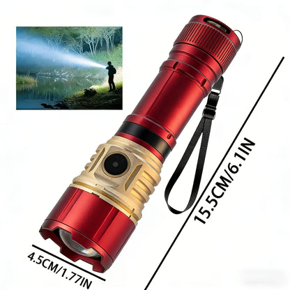 Tactical Flashlight with Fire Starter - Fresnel Lens Igniter, 3000 Lumen LED, 21700 Rechargeable Battery, Zoomable Aluminum Torch for Camping, Hiking, Emergency & Outdoor Survival