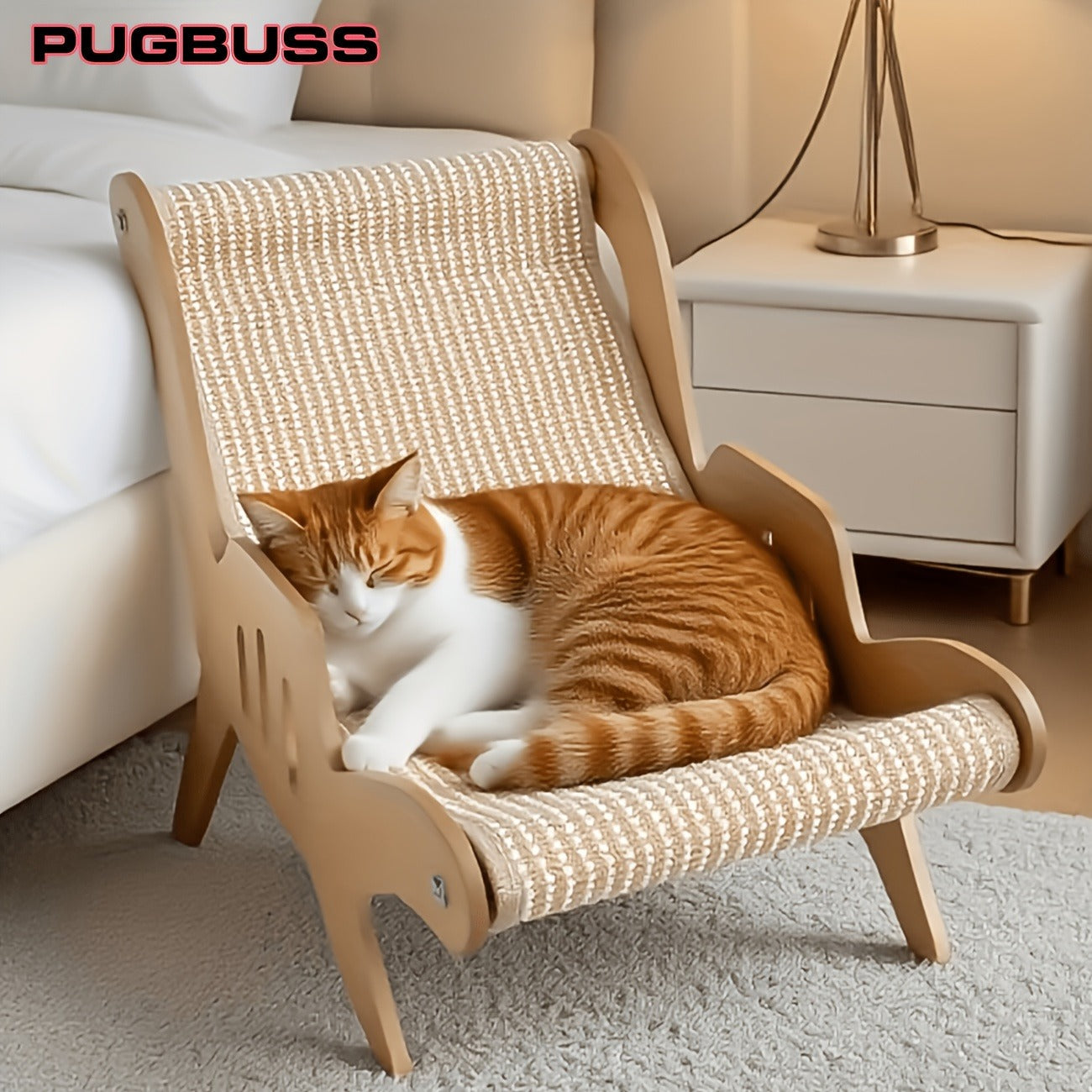 Cat Scratcher Lounge Chair 2-in-1 Natural Sisal Sofa Bed No Shedding Breathable Ultra Durable Oversized Design for Scratching Napping Playing, All-Season Multi-Functional Cat Scratch Bed, 1pc