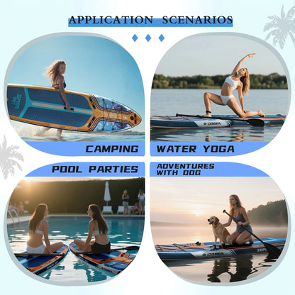 Premium SUP Board 11ft x 35'' Extra Wide Inflatable Paddle Board for Youth Adults with Backpack Waterproof Phone Pouch Paddle Leash Hand Pump US Fins