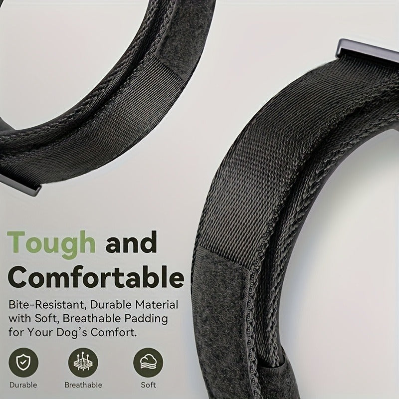 Tactical Dog Collar with AirTag Holder and Handle Adjustable Heavy Duty PC Case GPS Tracking Compatible for Medium Large Dogs M L XL 9 Colors No AirTag
