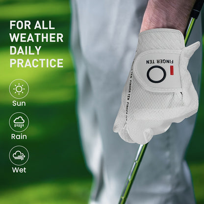 Wet Weather Golf Gloves Rain Grip 3-Pack for Men | Breathable Water-Resistant Golf Gloves for Left & Right Hand – Durable Comfortable Fit in Hot & Wet Conditions (Black, Gray, White | S–3XL)