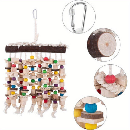 Bird Parrot Chewing Toy Large Natural Wooden Blocks Tearing Toy 15.7"x9.8" for Macaws Cockatoos African Grey Parrots, Multicolored Foraging Shredding Toy for Large Parrots & Birds