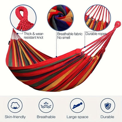 Camping Hammock Single Person Colorful Fabric Anti-Roll Design 330 lbs Capacity with Tree-Friendly Straps Portable Carrying Bag Outdoor Indoor Backyard Lounging