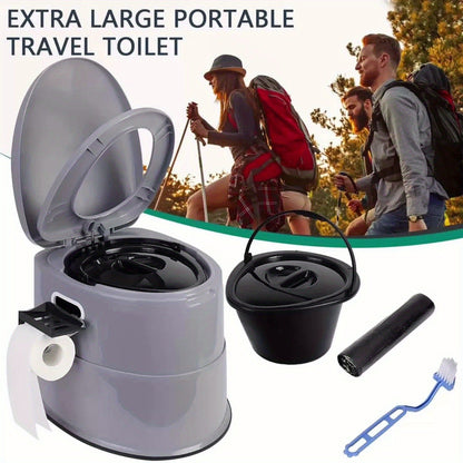 Extra Large Portable Toilet for Adults – Indoor Outdoor Commode with Detachable Inner Bucket & Removable Paper Holder, Lightweight Compact Design for Camping, Boating, Van Life & Emergency Use