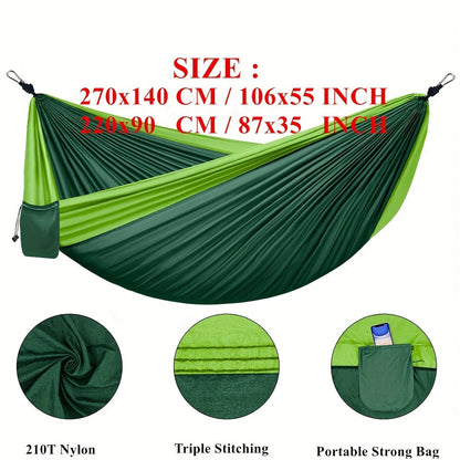 Lightweight Camping Hammock – Nylon Double & Single w/ Hooks, Ropes & Bag