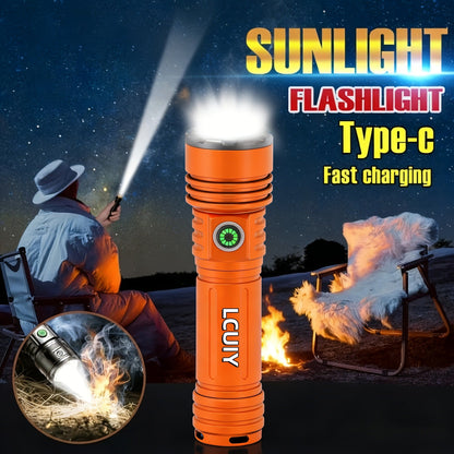 Fire Starter Flashlight with Fresnel Lens – 4500 Lumens Rechargeable Aluminum Alloy Ignition Torch, 1000M Long Range, 6 Modes Tactical Adjustable Beam for Wilderness Survival, Camping, Fishing & Emergency