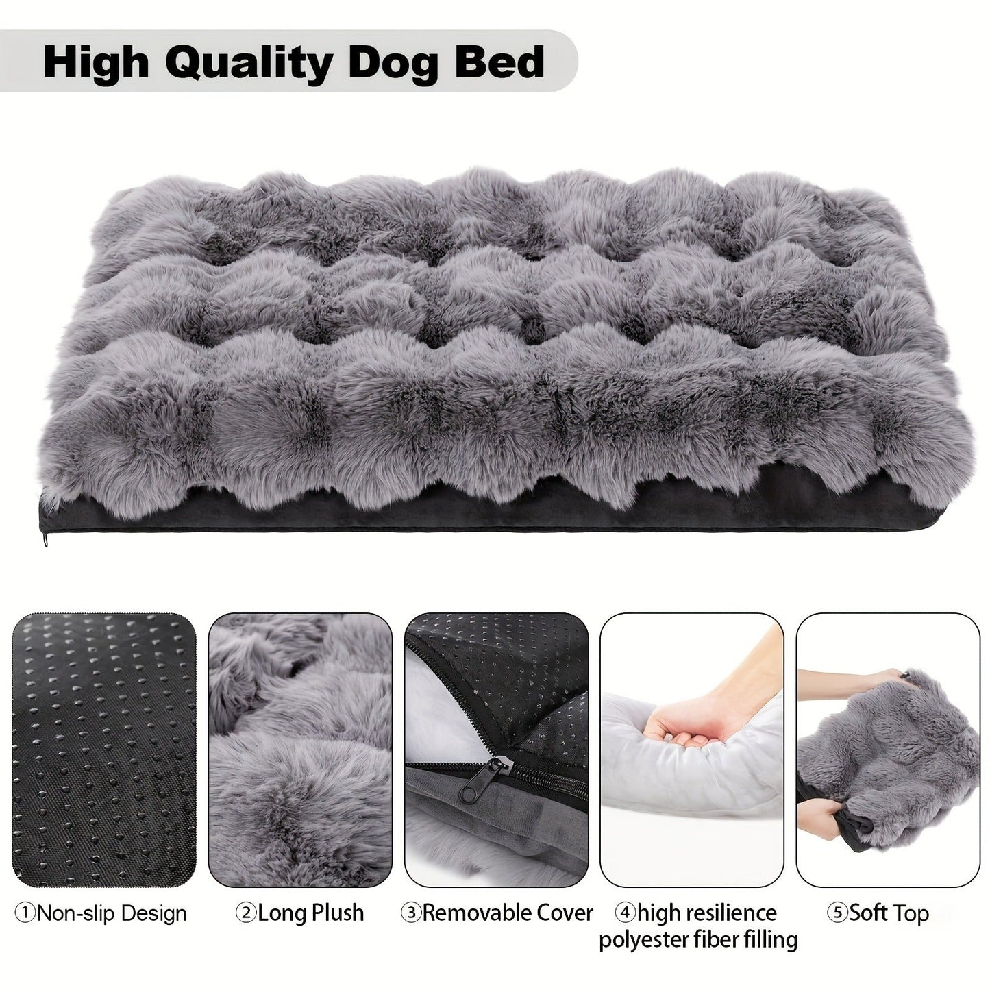Orthopedic Dog Bed for Large Dogs - XL XXL Memory Foam Pet Bed with Removable Washable Cover, Anti-Slip Base, Faux Fur Kennel for Joint Relief, Machine Washable, Dirt-Repellent, Small Medium Large XLarge