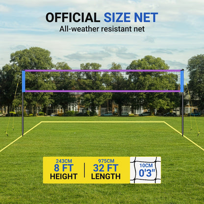 Portable Volleyball Net System Adjustable Height 10FT Heavy Duty PU Net with Poles & Carry Bag for Beach Backyard Indoor Outdoor