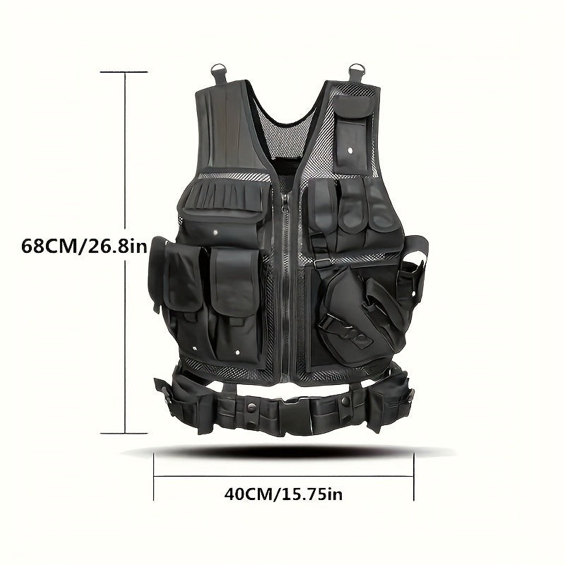 Tactical Fishing Vest with Quick Release – Lightweight Breathable Multi-Pocket Outdoor Vest for Men Camping Hiking Hunting Training – Available in Black Khaki Army Green