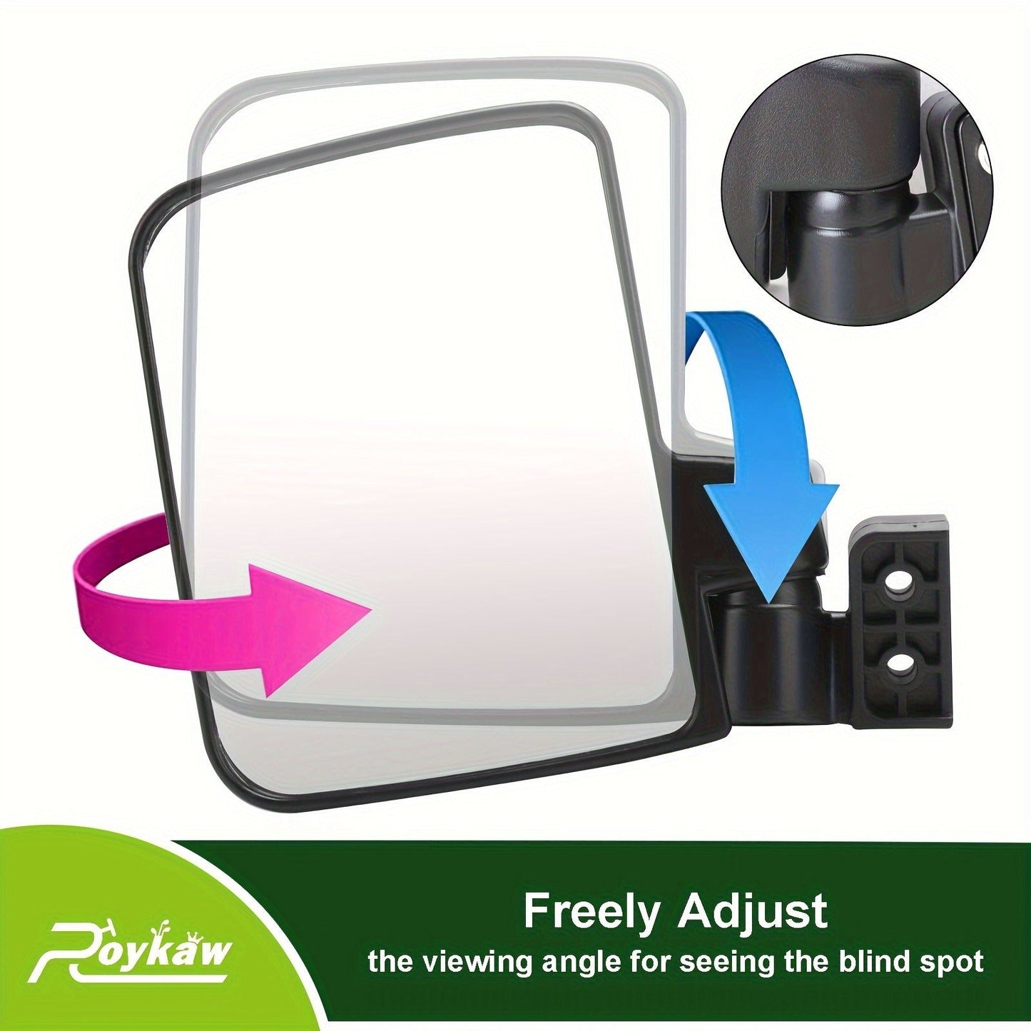 Convex Golf Cart Side Rear View Mirror for EZGO Club Car Yamaha G29 Square Frame – No Drilling Easy Install Wide Angle Blind Spot Mirror