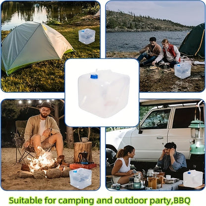 Foldable Water Storage Container 5.28 Gallon, Food-Grade BPA-Free Collapsible Water Jug with Spigot & Handle, Leak-Proof Rectangular Design for Camping, Hiking, Emergency Backup, Road Trips & Outdoor Use